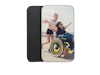 Housse personnalisée similicuir pour téléphone avec photo de deux amies dont une en fauteuil roulant