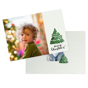 Foto-Weihnachtskarte mit Tannenbaum-Motiv und Schriftzug