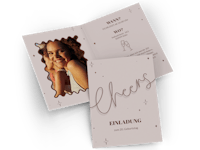 Klappkarte als Einladung zum Geburtstag gestalten Klappkarte mit Sektgläsern als Geburtstagseinladung