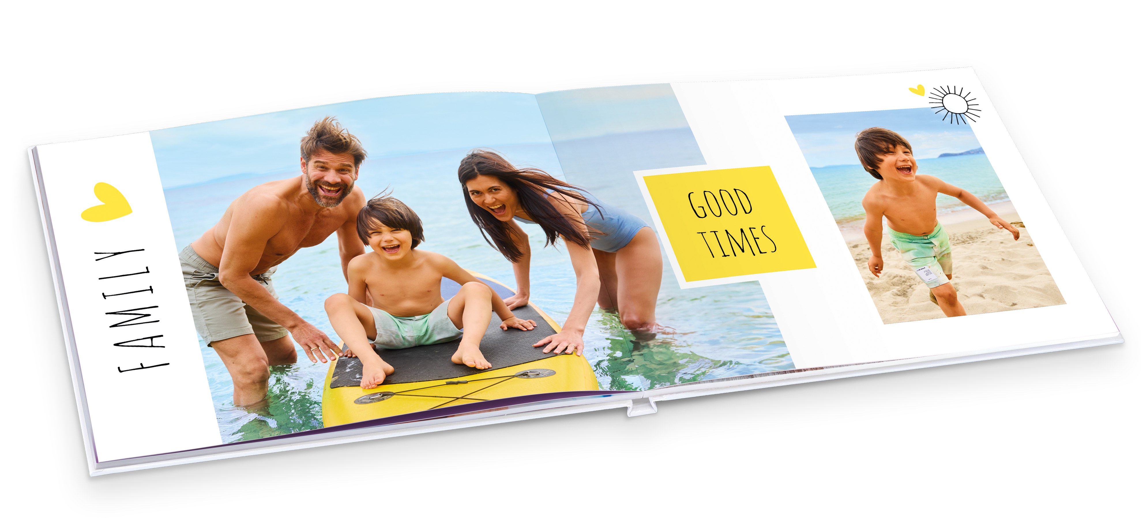 Pixum Fotobuch im Querformat mit Urlaubsmotiven und kreativer Gestaltung