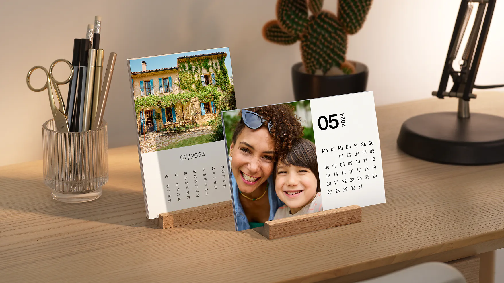 Desk calendar nature in portrait and landscape format