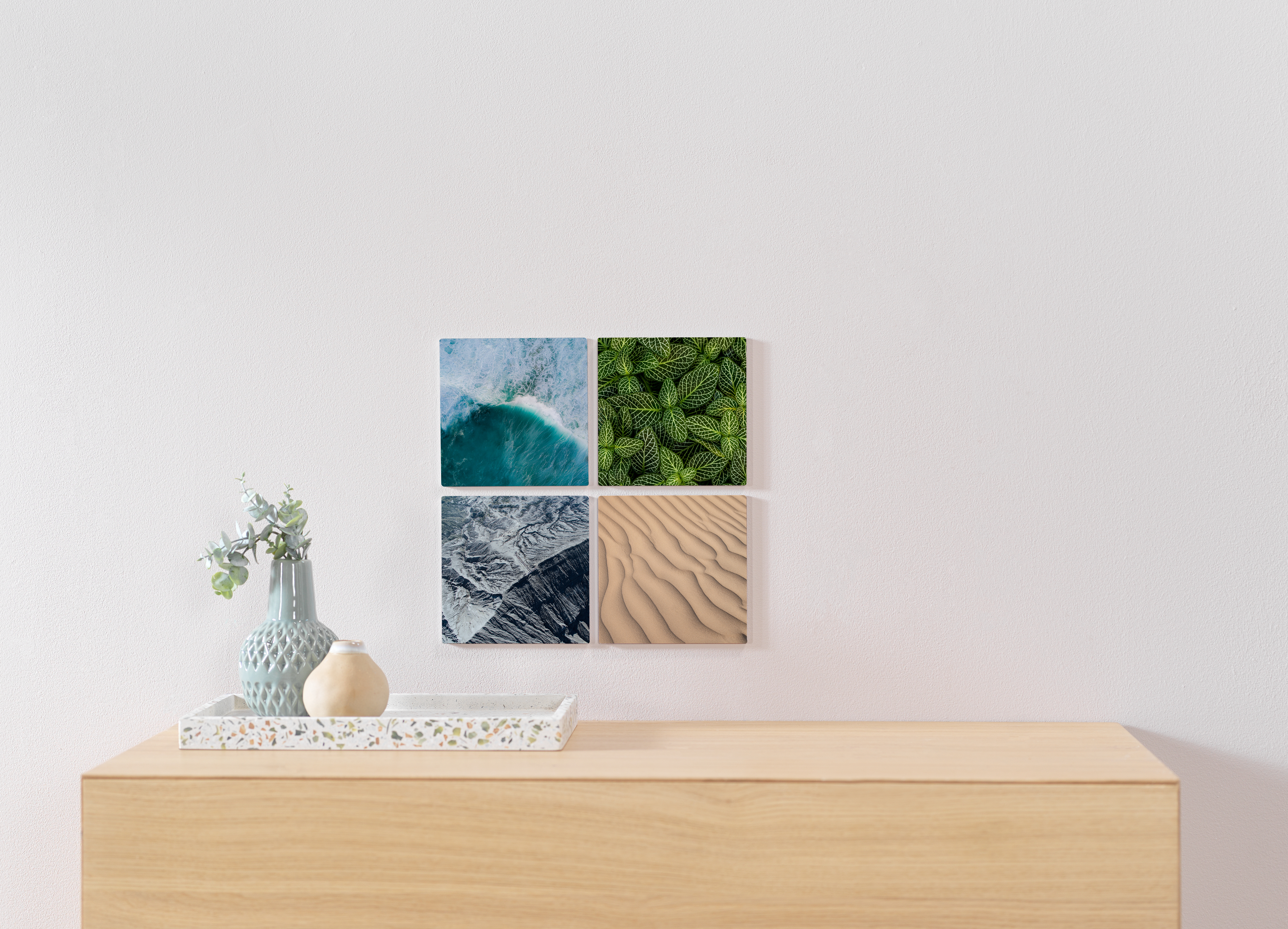 Vier Pixum Squares mit Naturmotiven