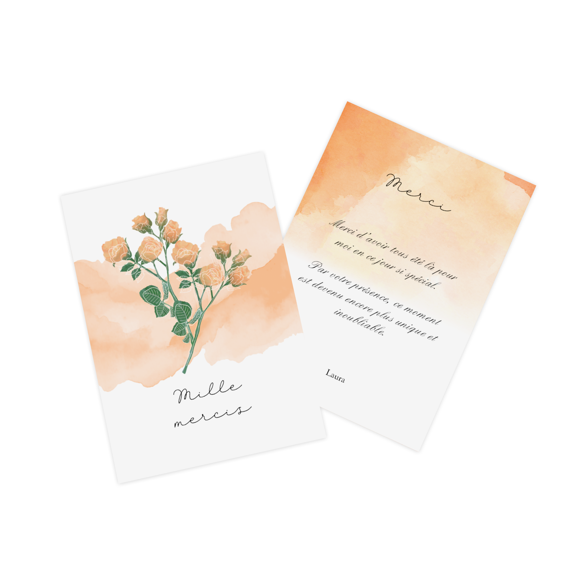 Carte photo de remerciement avec le design Rose Greetings