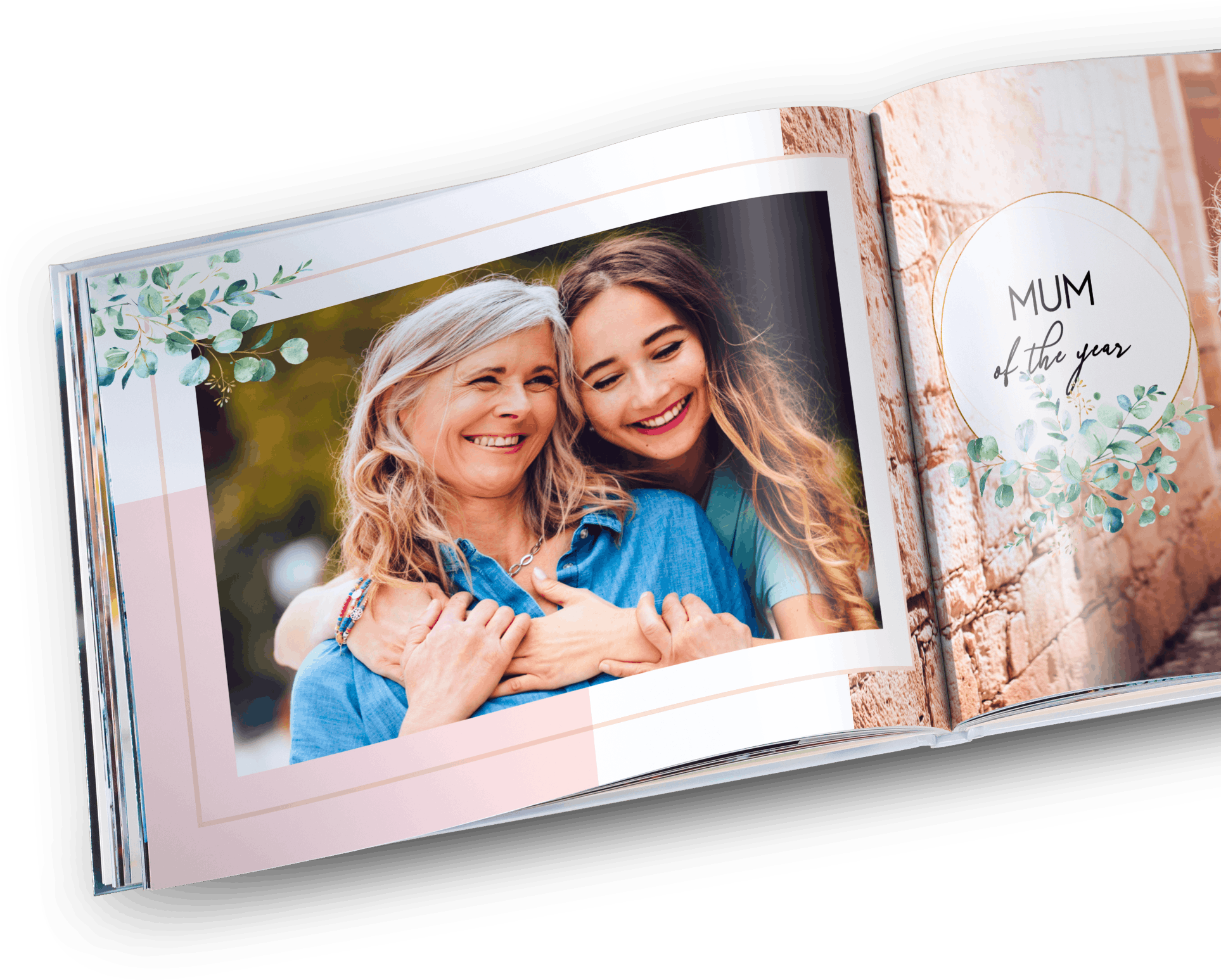 Pixum Fotobok med bilder av mor och dotter i liggande format