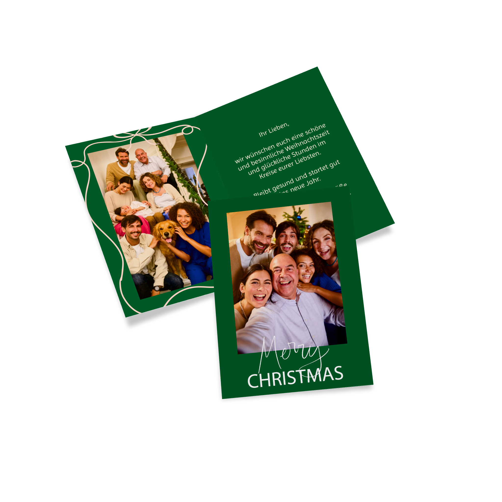 Klappkarte als Weihnachtskarte mit Familienfoto