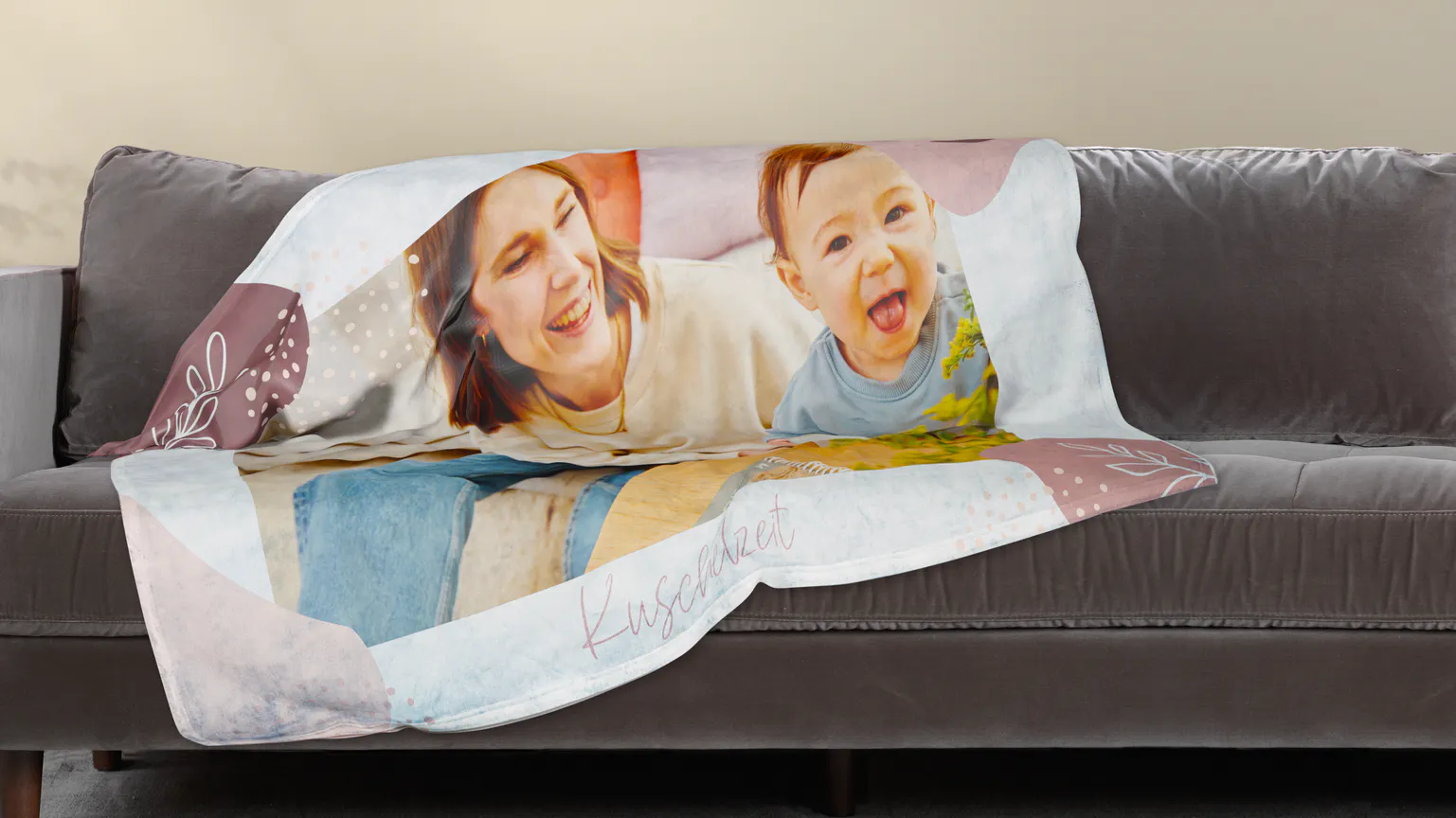 Foto-Kuscheldecke auf einem Sofa Foto-Kuscheldecke auf einem Sofa