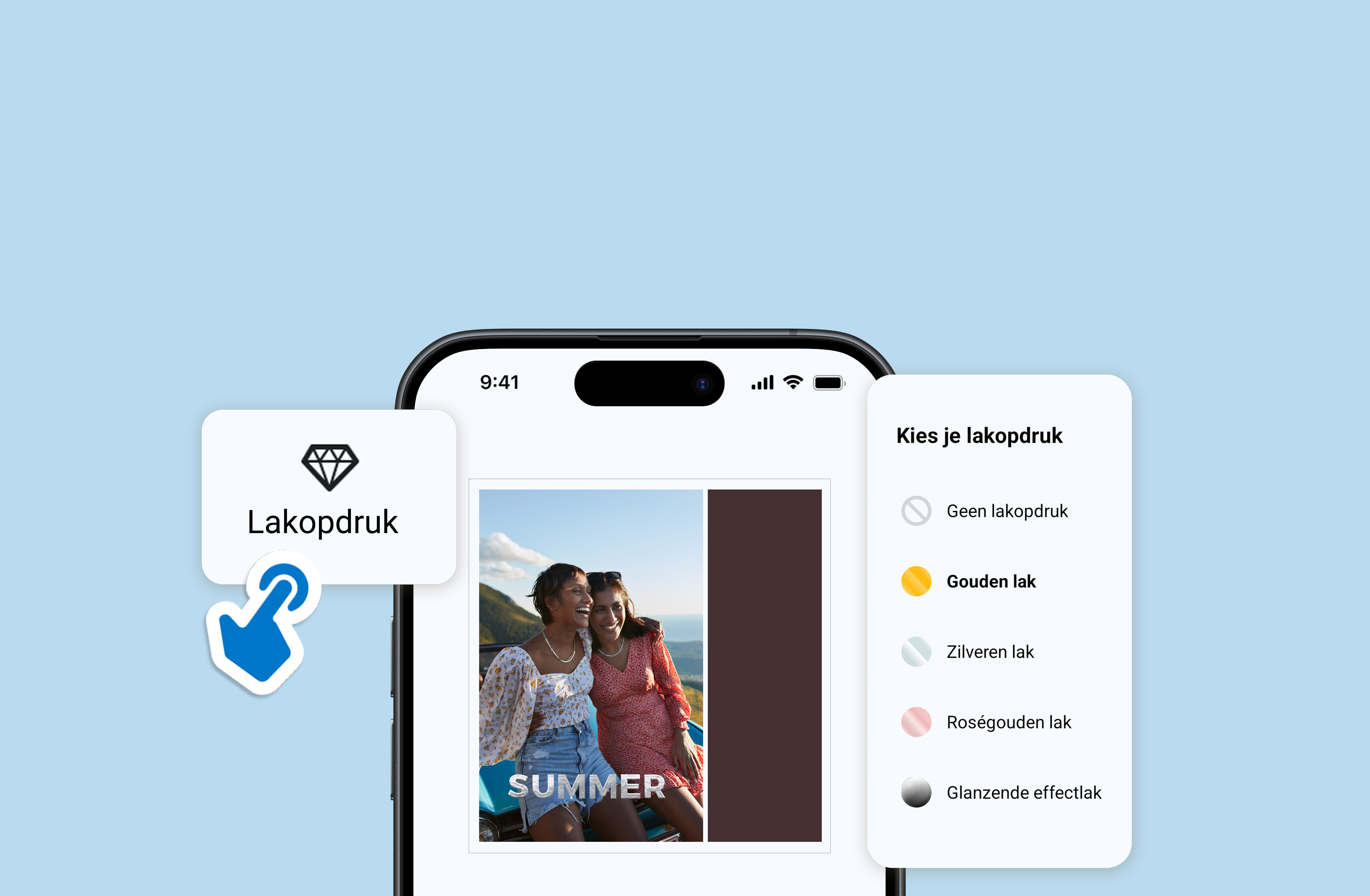Pixum Fotoboek met lakopdruk op de kaft in de Pixum App.