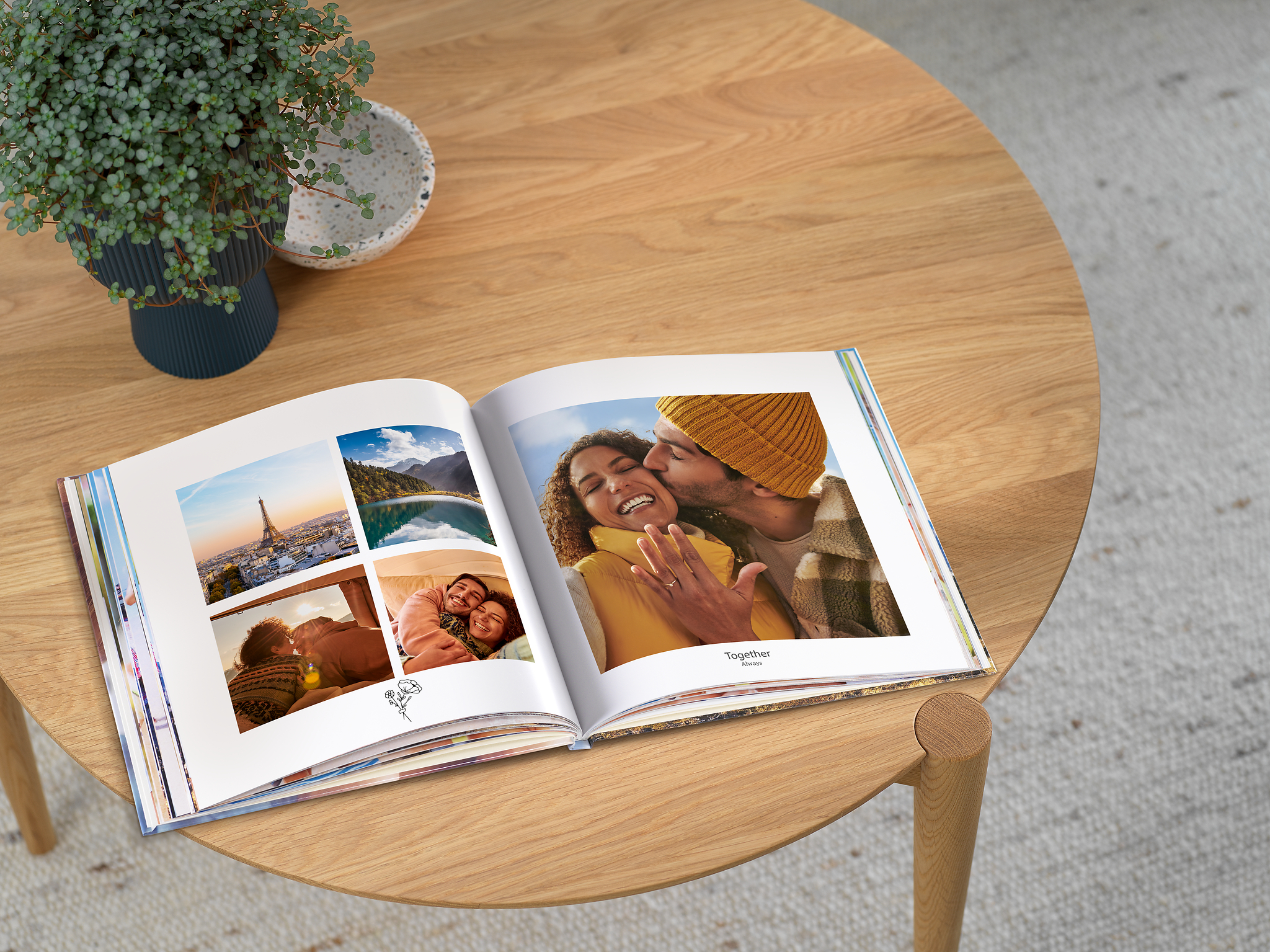 Livre photo carré avec des photos d'un couple