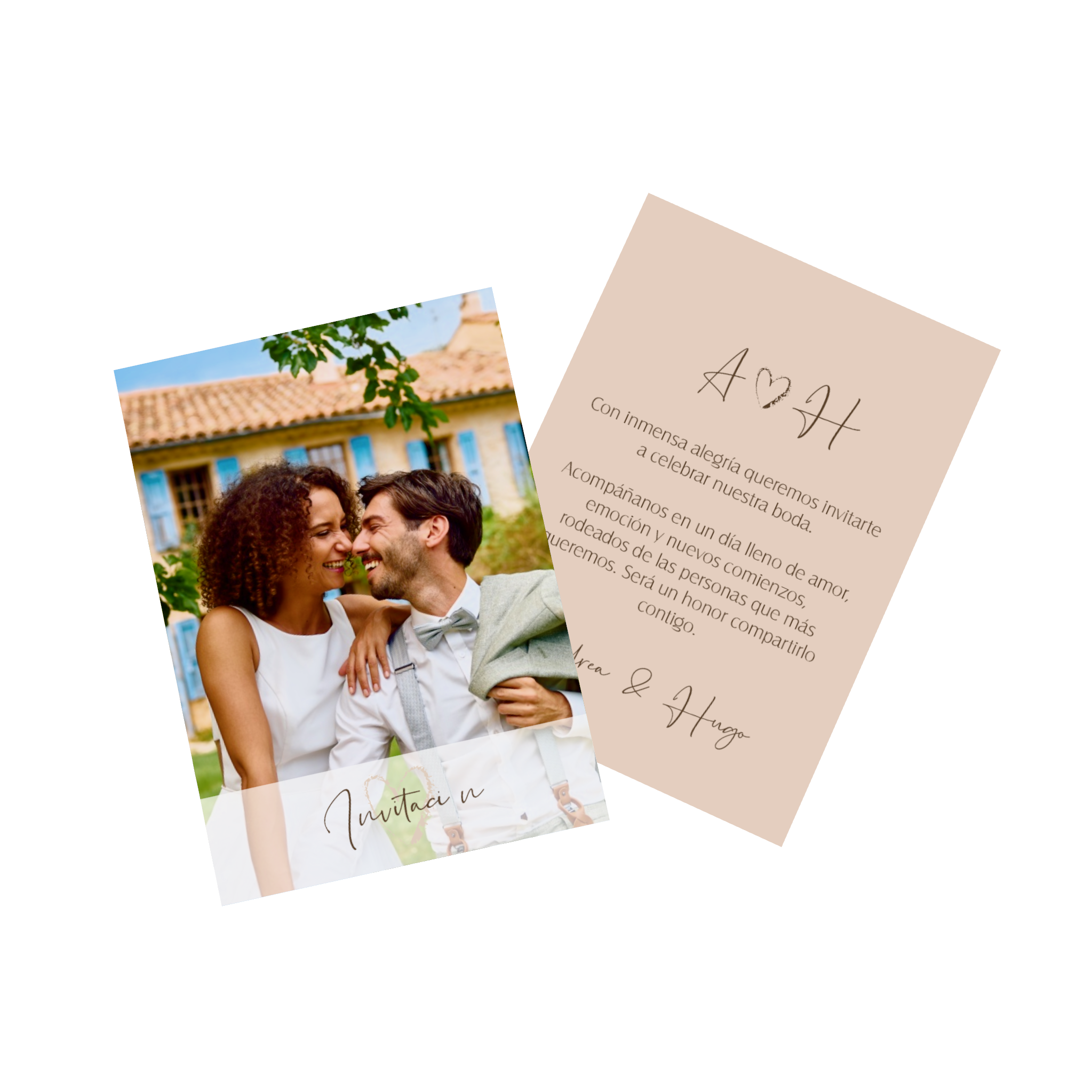 Invitación de boda personalizada con fotos y texto