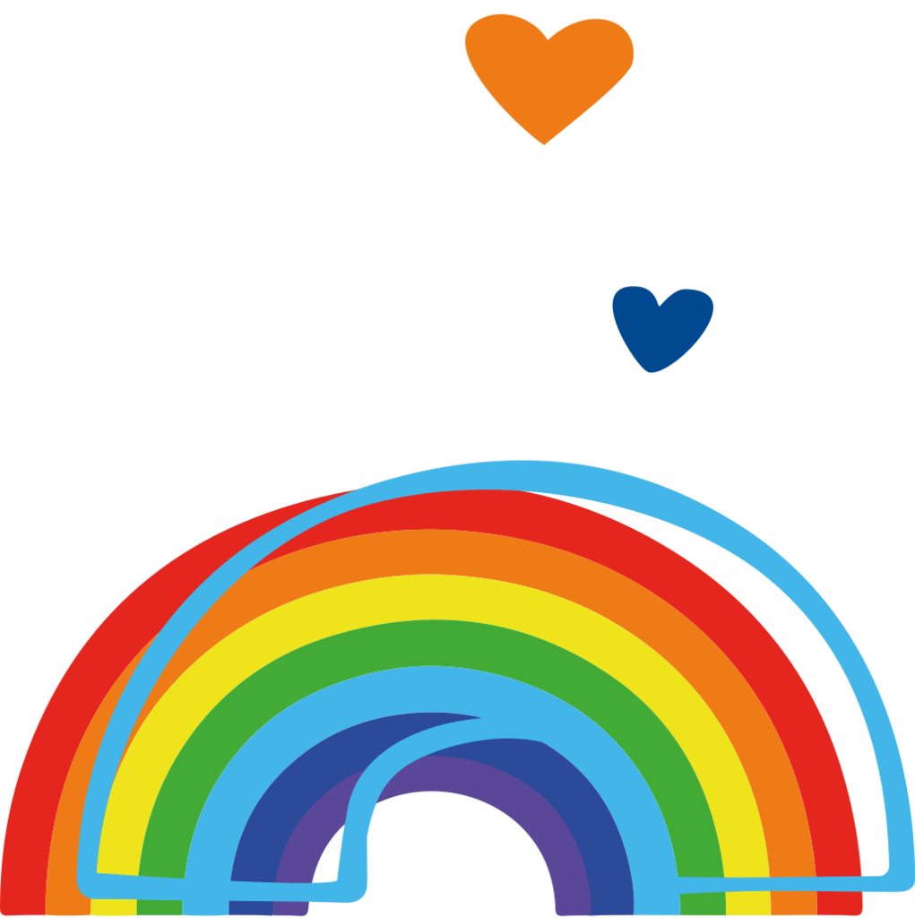 Pride Regenbogen mit Herzen