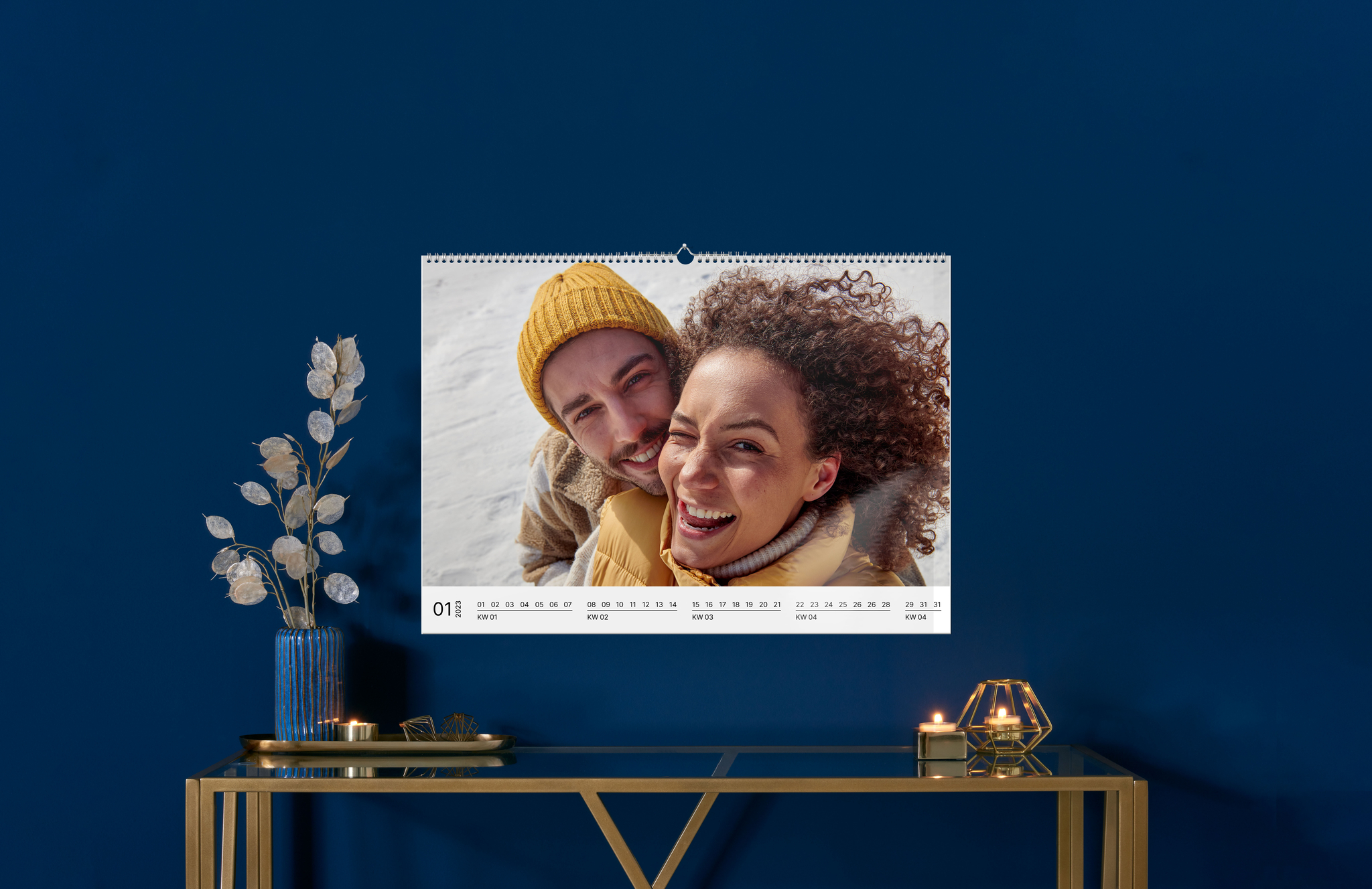 Calendario da parete verticale A2 nel formato panoramico con foto invernale