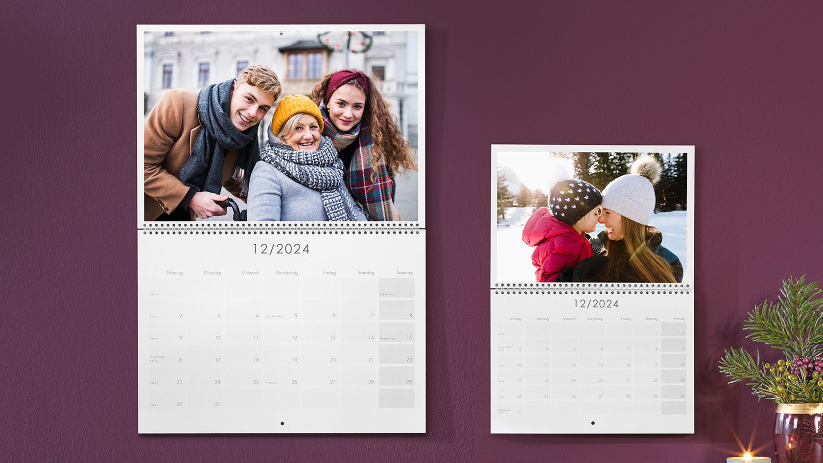 Dos calendarios plegables con fotos familiares