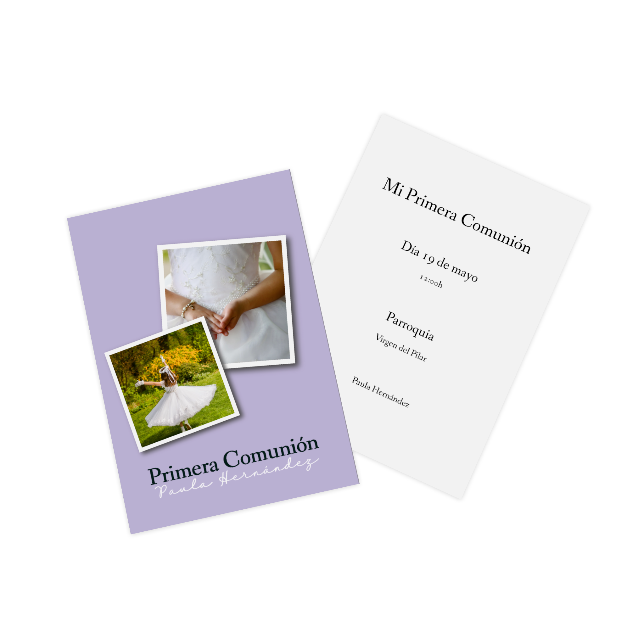 Invitación de comunión personalizada con la foto de un niño