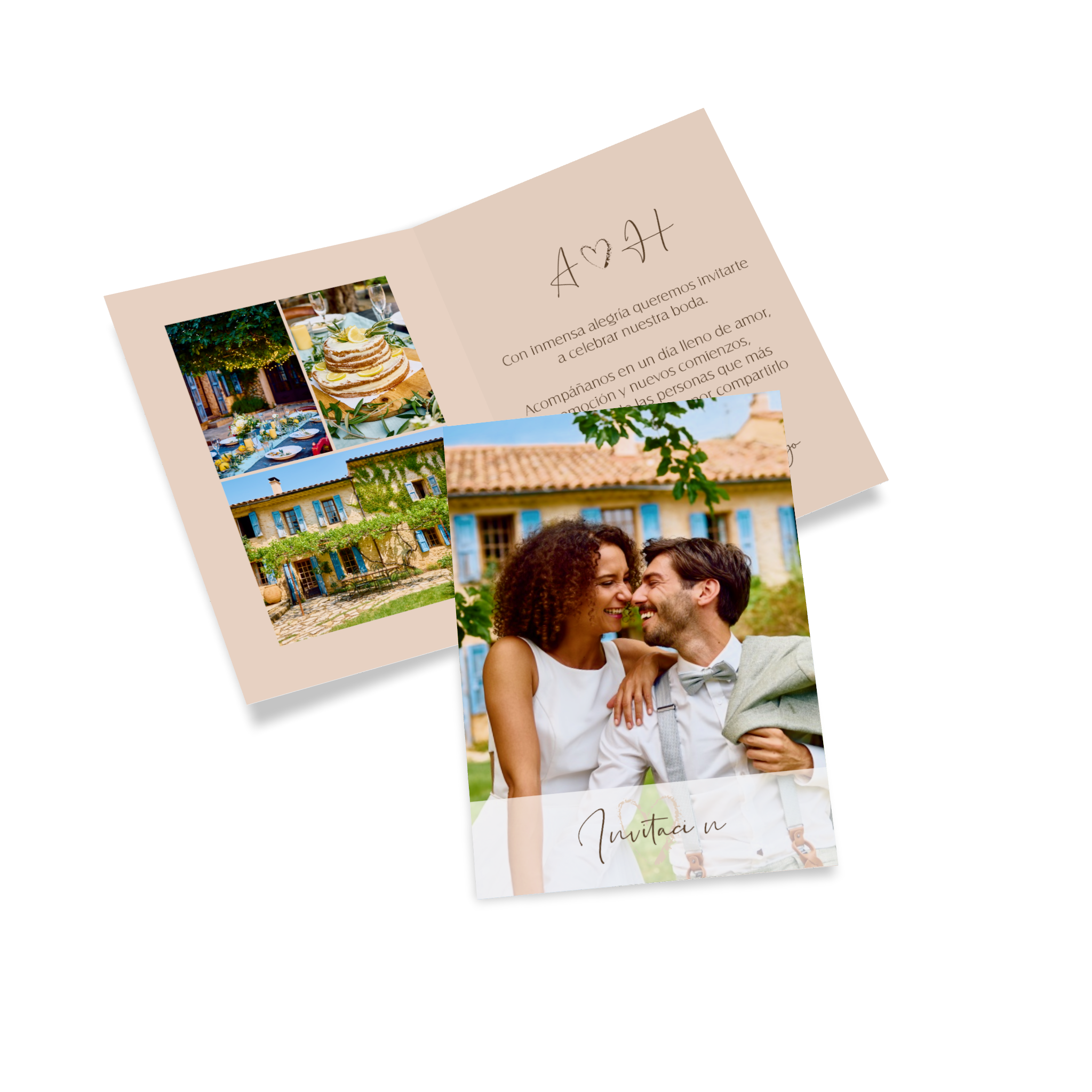 Invitación de boda personalizada con fotos y textos