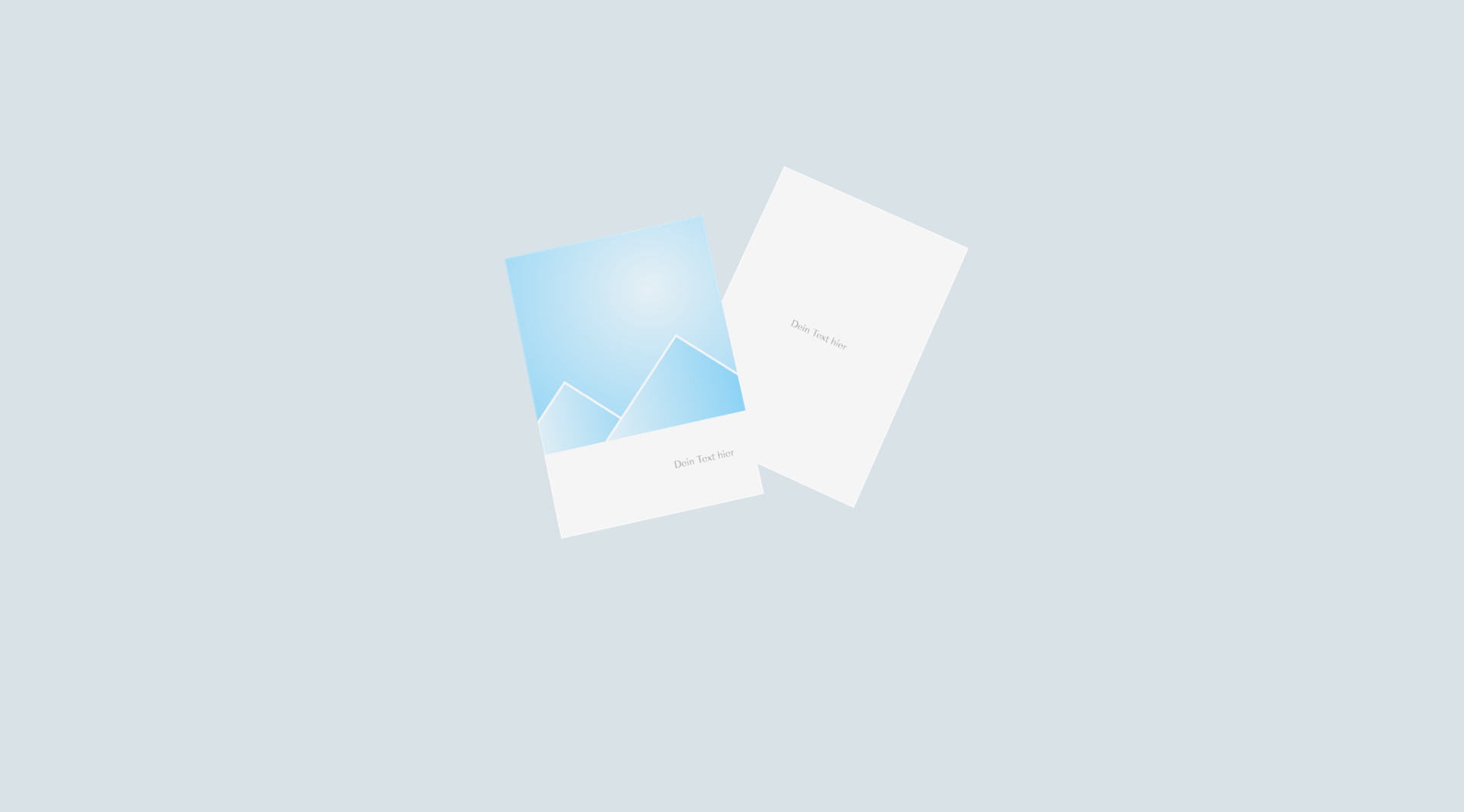Zwei Fotokarten mit simpler Gestaltung liegen nebeneinander