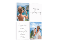 Kvadratiske fotoplader med kunstnerdesign fra artboxONE Fire squares med to kunstnermotiver artboxONE med temaet rejse og ferie.