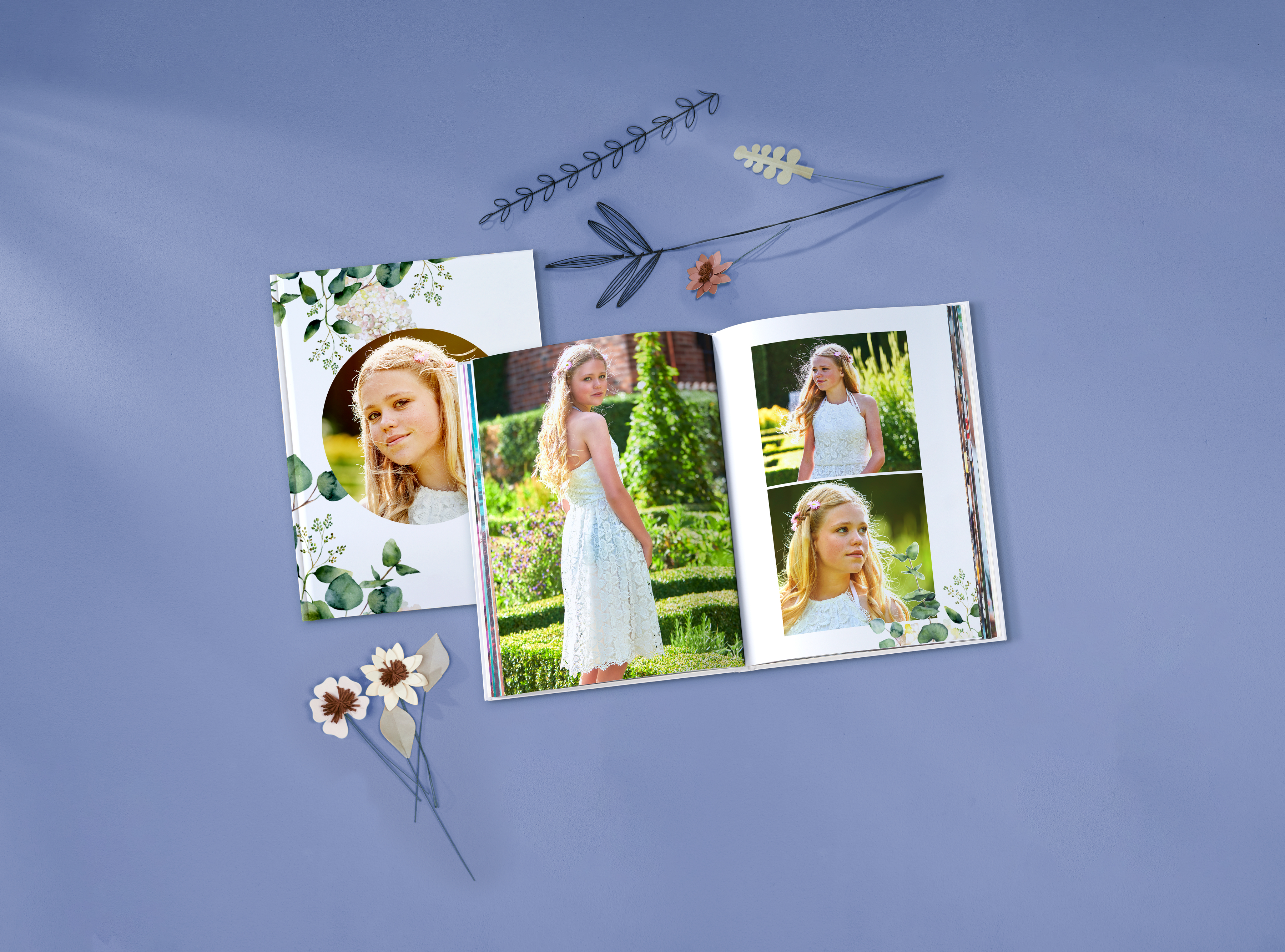 Fotobuch im Hochformat von Fotos vom Konfirmationstag.