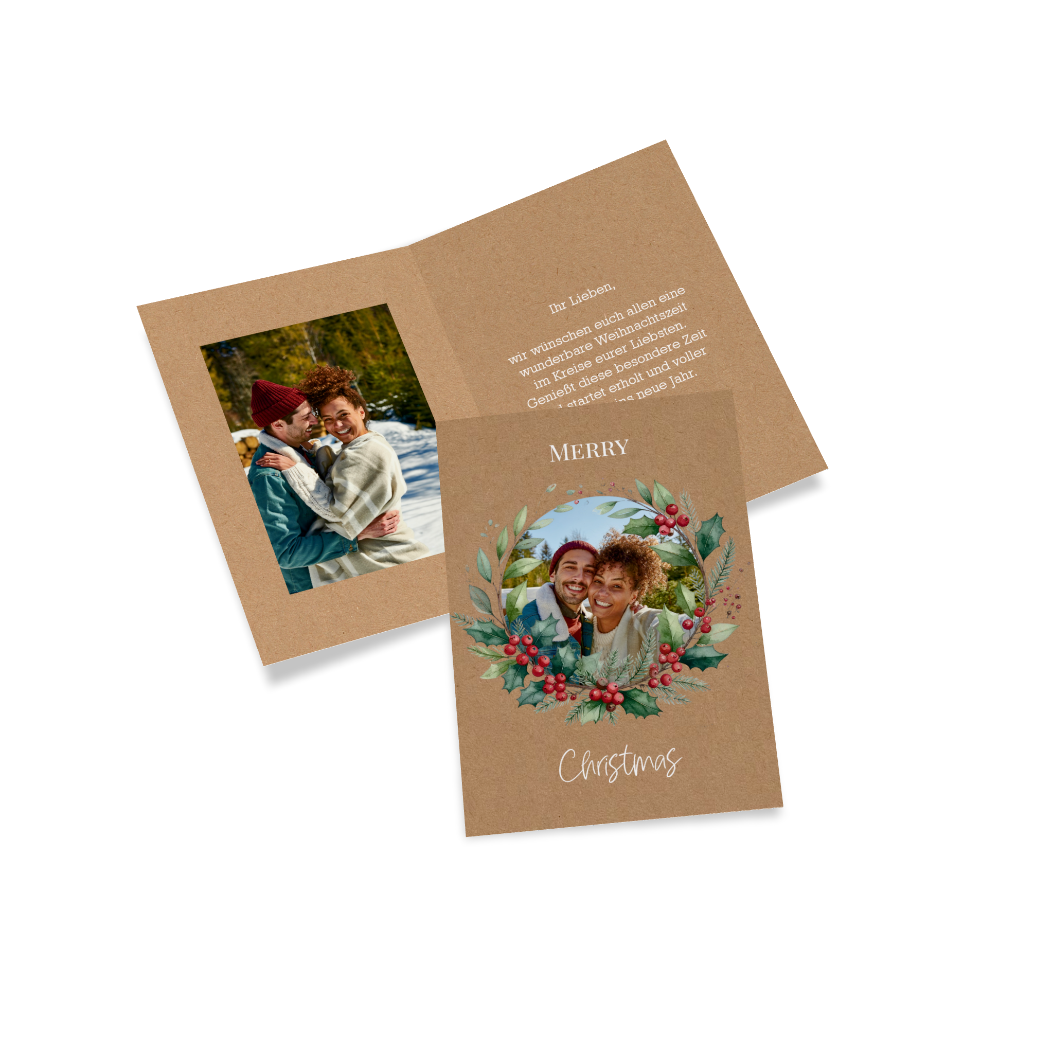 Klappkarte als Weihnachtskarte mit Familienfoto