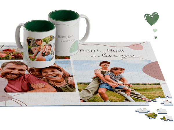 Pixum Fotopuzzle und Fototasse mit Designs zum Muttertag und Vatertag