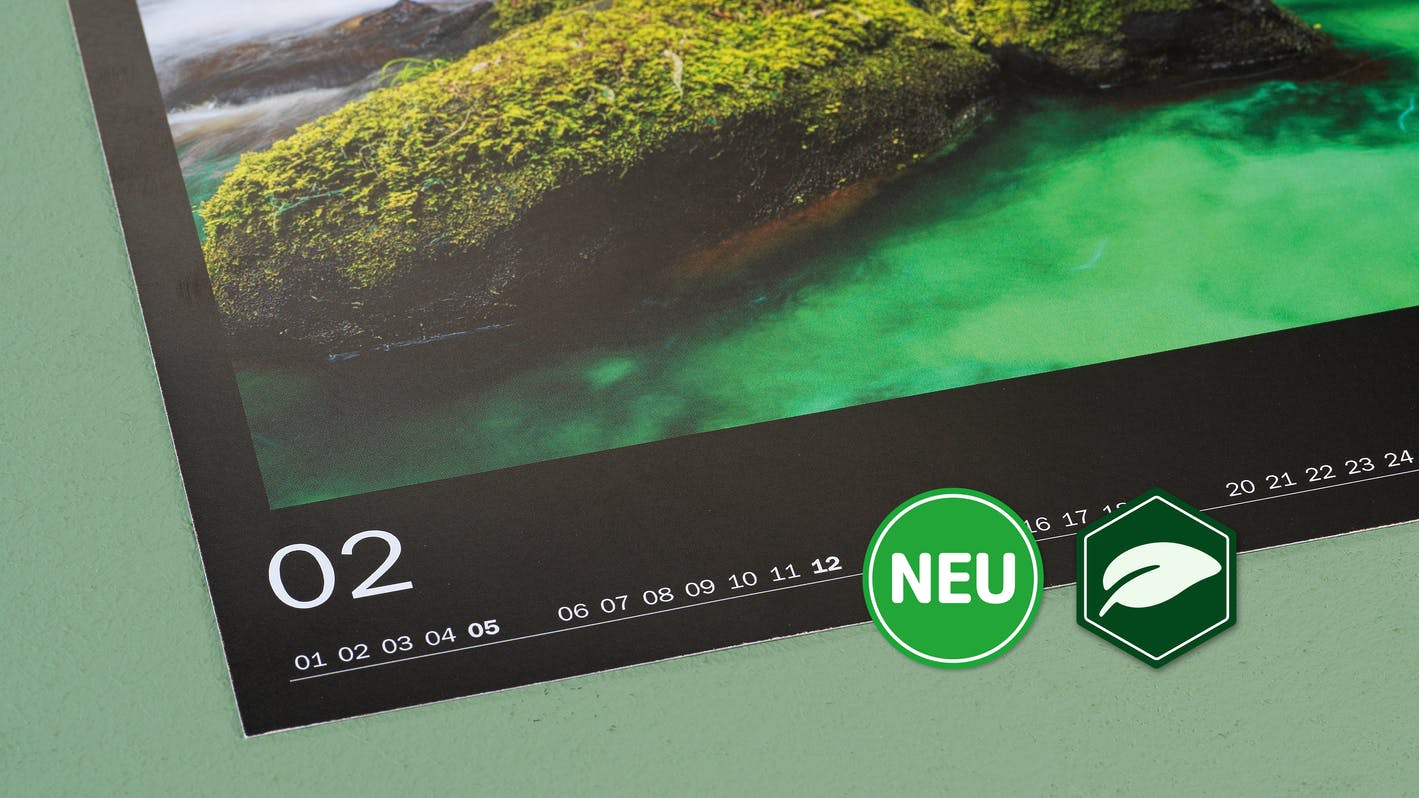 Premiumpapier matt (100% recycelt) Detailansicht eine Wandkalenders mit Premiumpapier matt (100% recycelt)
