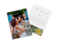 Bestelle Hochzeitseinladungen mit persönlicher Botschaft Fotokarte mit Pärchenfoto als Save the Date