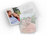 Diseña una tarjeta plegable como tarjeta de invitación a la boda Tarjeta plegable como invitación a la boda con la foto de la pareja