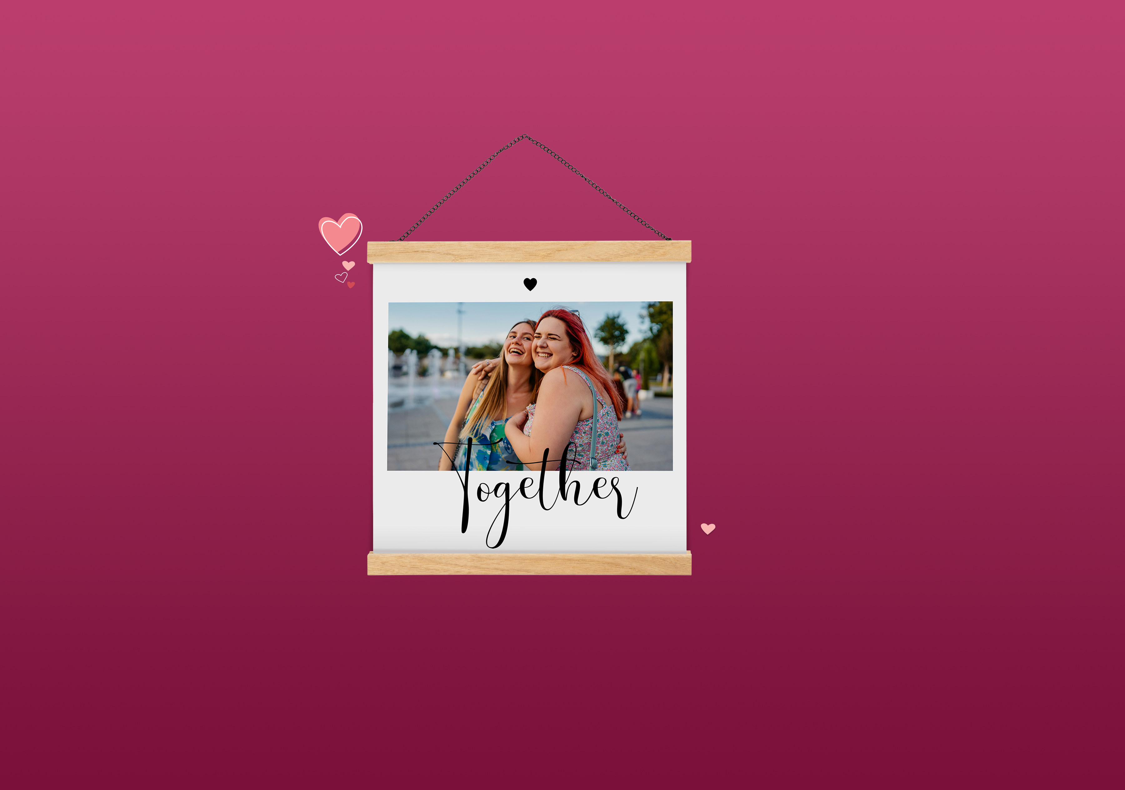 Poster personalizzato Pixum con listello in legno e con design "Love"