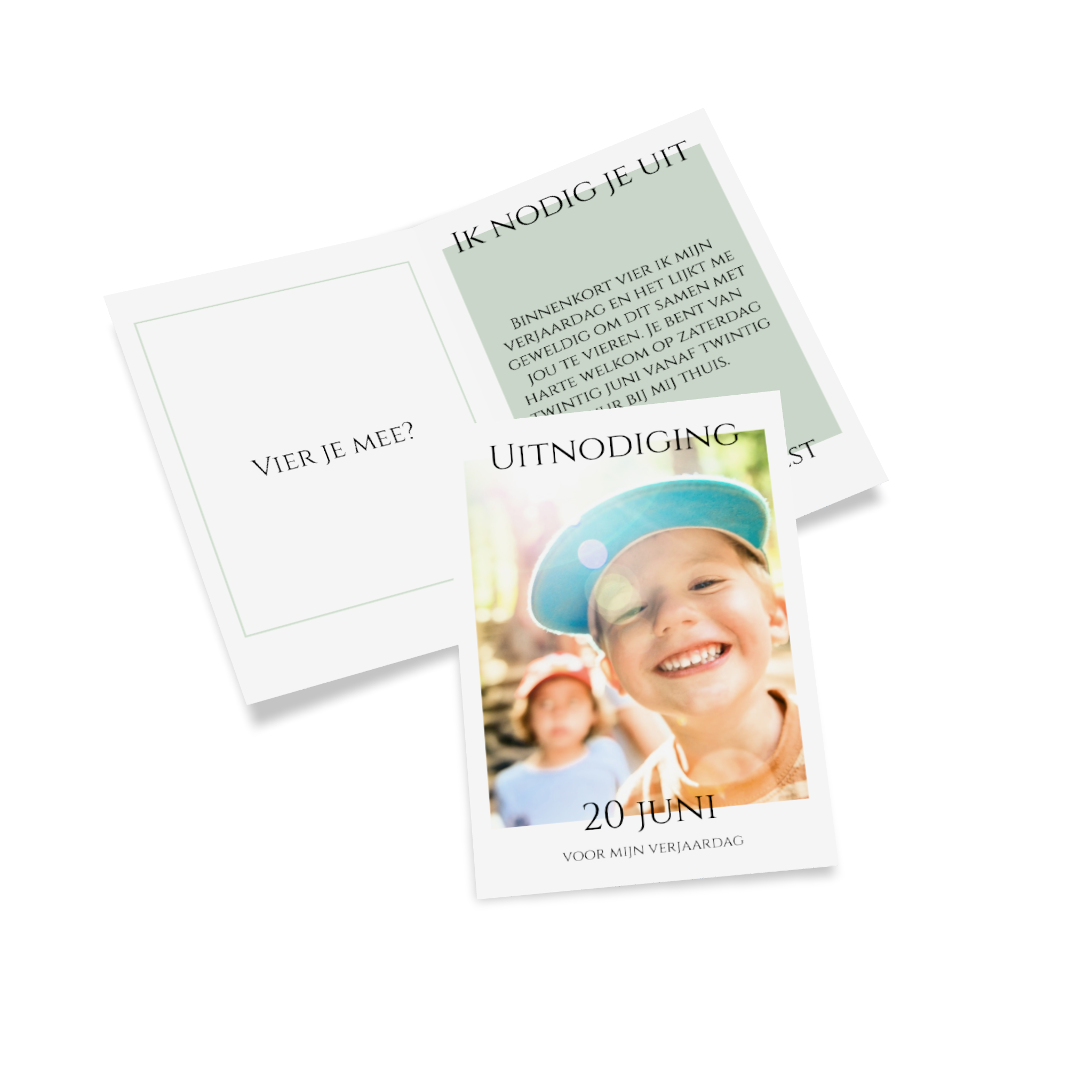 Uitnodiging voor een verjaardagsfeestje van een kind.