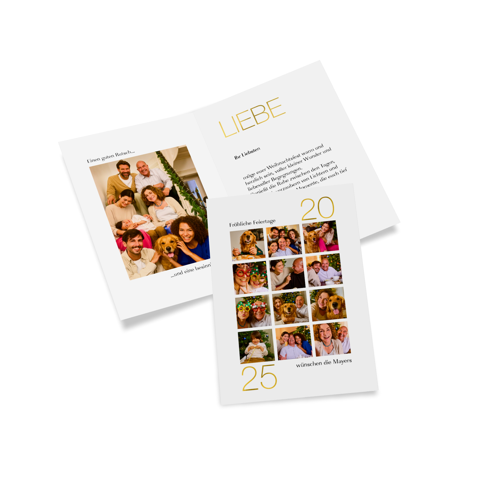 Klappkarte als Weihnachtskarte mit Familienfoto