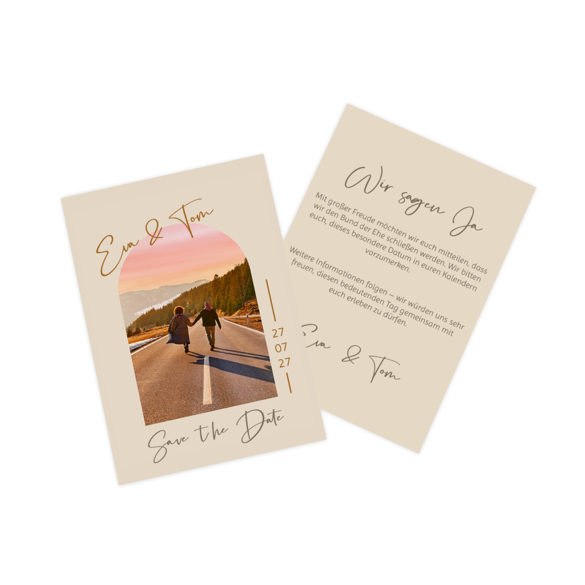 Fotokarte mit Pärchenfoto als Save the Date 