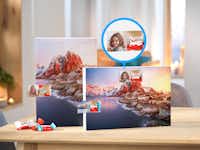 Calendario dell'Avvento con prodotti kinder® e foto nelle finestrelle Calendario dell'Avvento con prodotti kinder® e foto nelle finestrelle con paesaggio invernale