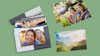 Bilderbox mit sommerlichen Fotoabzügen vor grünem Hintergrund