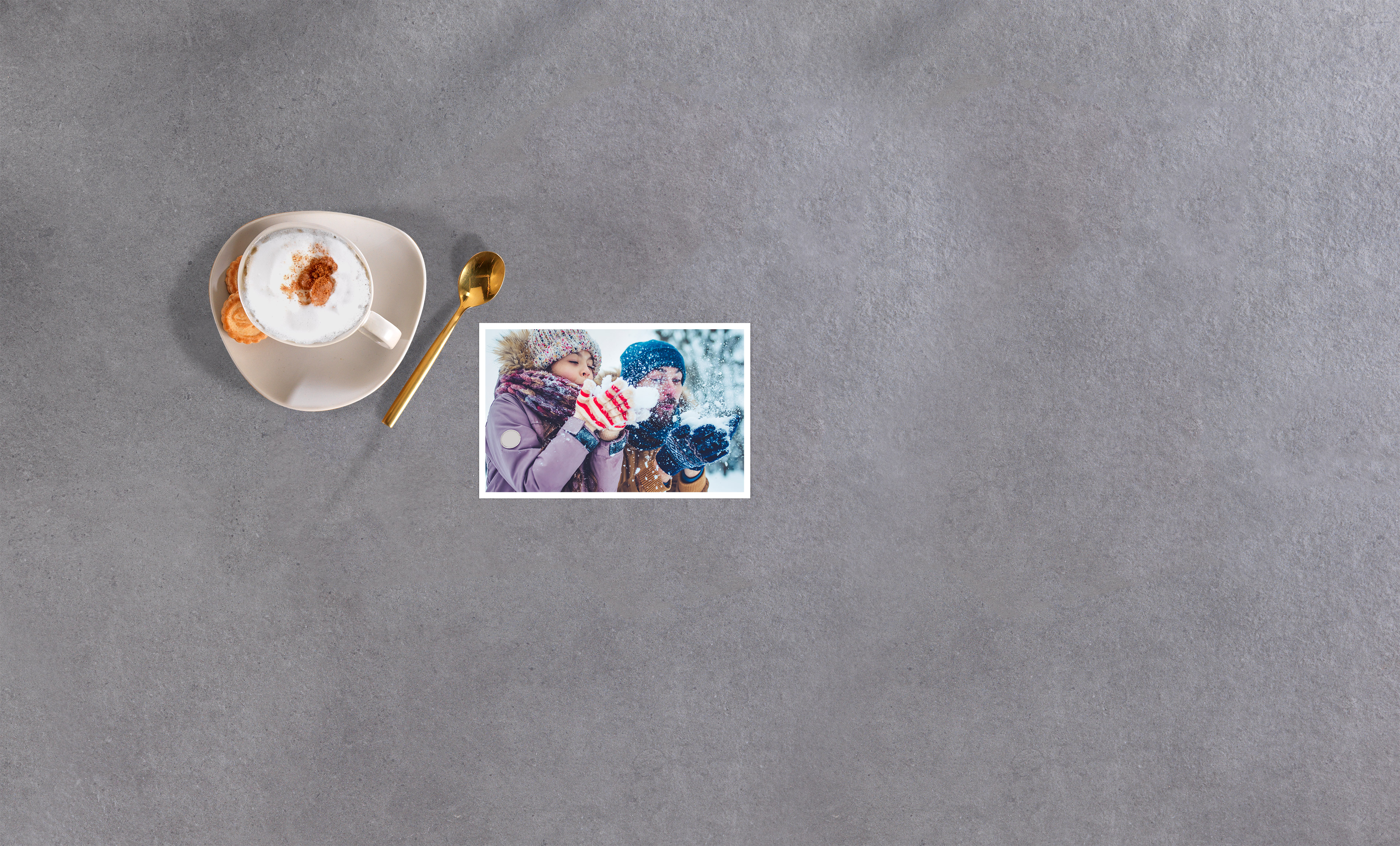 Einzelner Fotoabzug 11x17 cm mit Rand und Wintermotiv