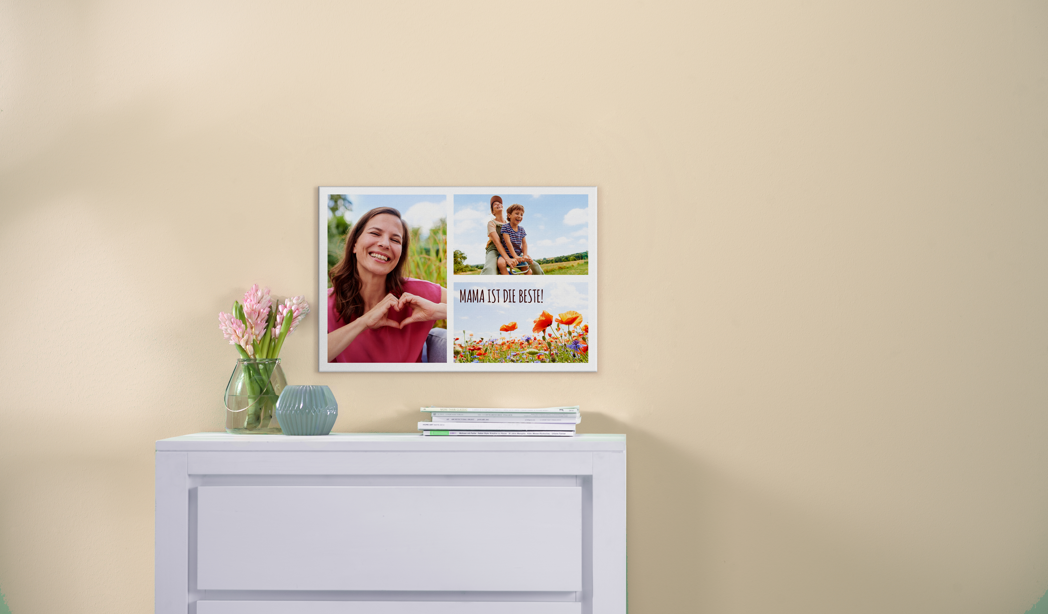 Moederdagfoto met collage op een canvas.