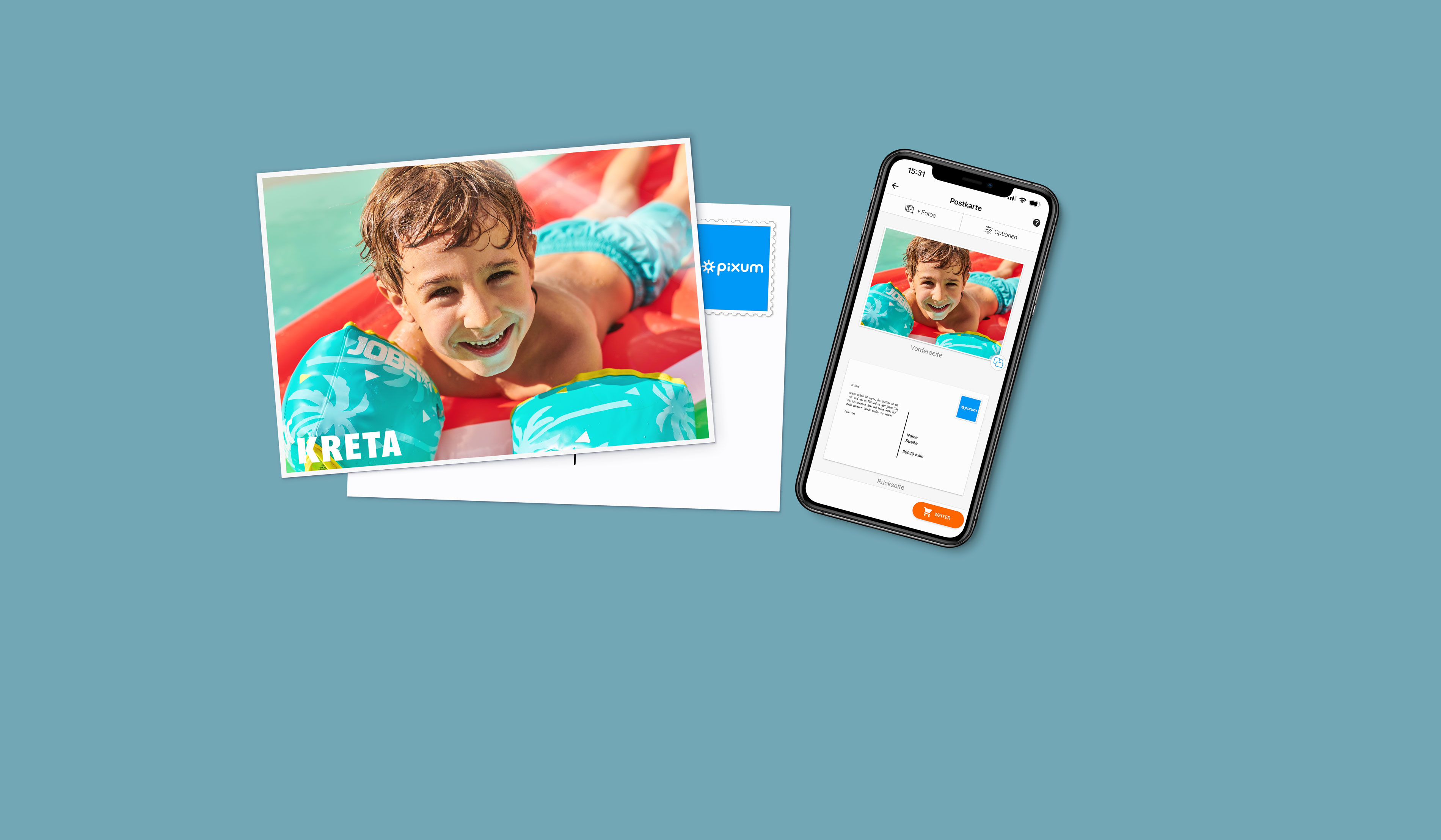 Ansichtkaarten in de app