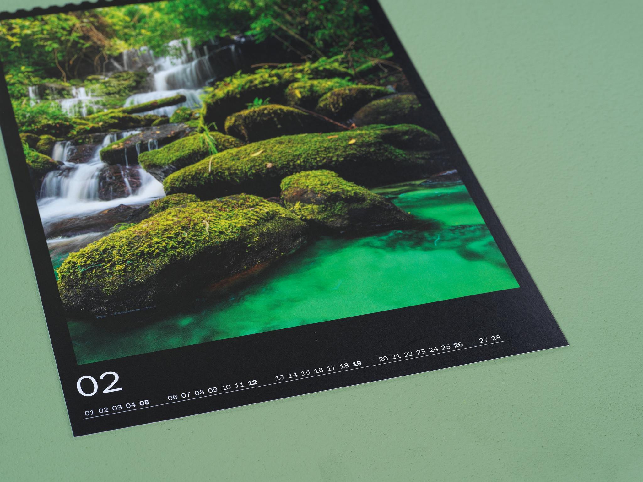 Detailansicht eines Fotokalenders mit Premiumpapier edelmatt