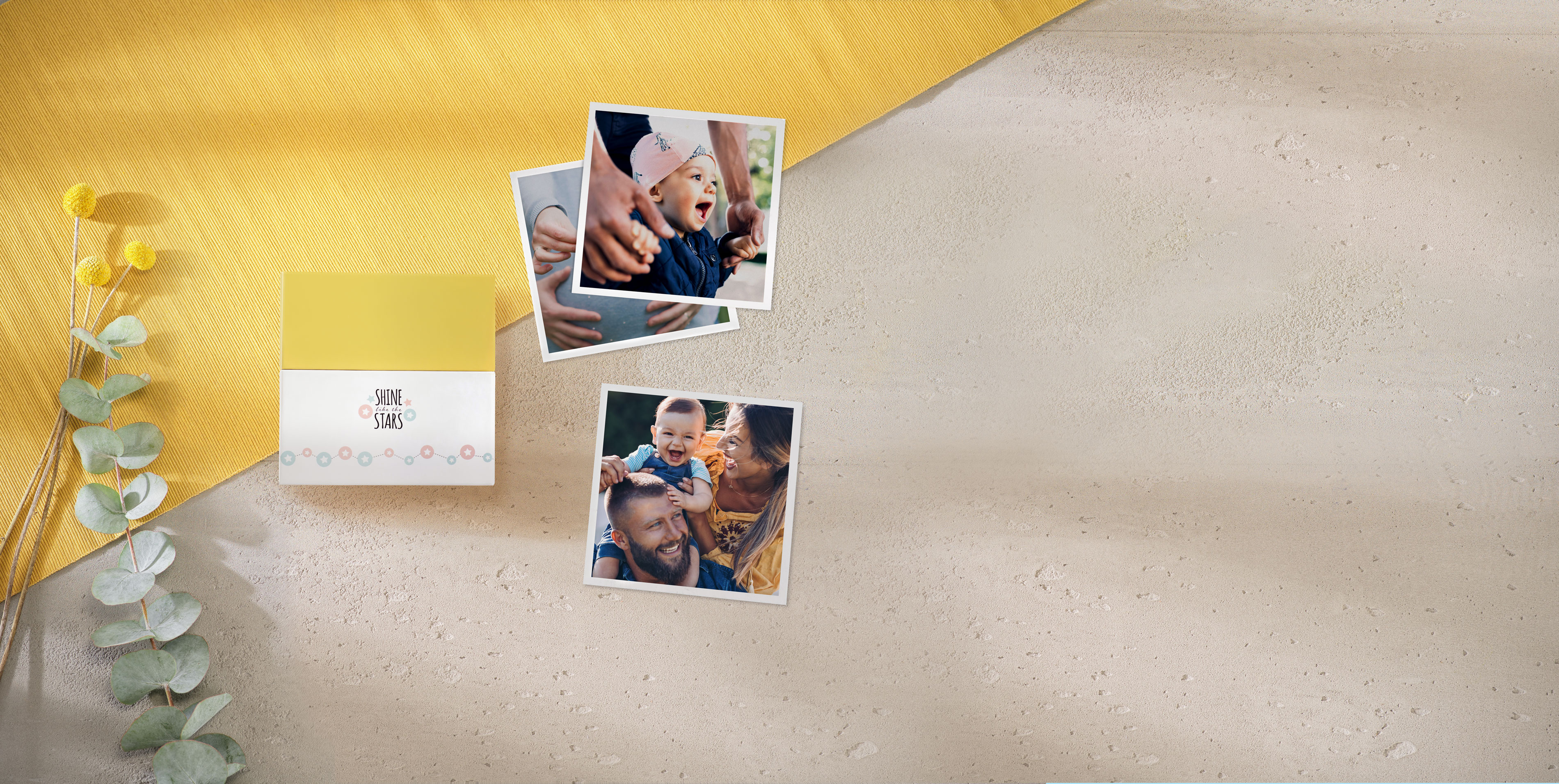 Square-Prints med baby box med en passande design