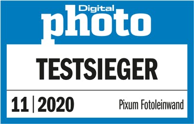 Digital Photo Testsieger-Siegel "Fotoleinwand" 11/2020 Testsiegerlogo von Digital Photo für "Pixum Fotoleinwand" 11/2020