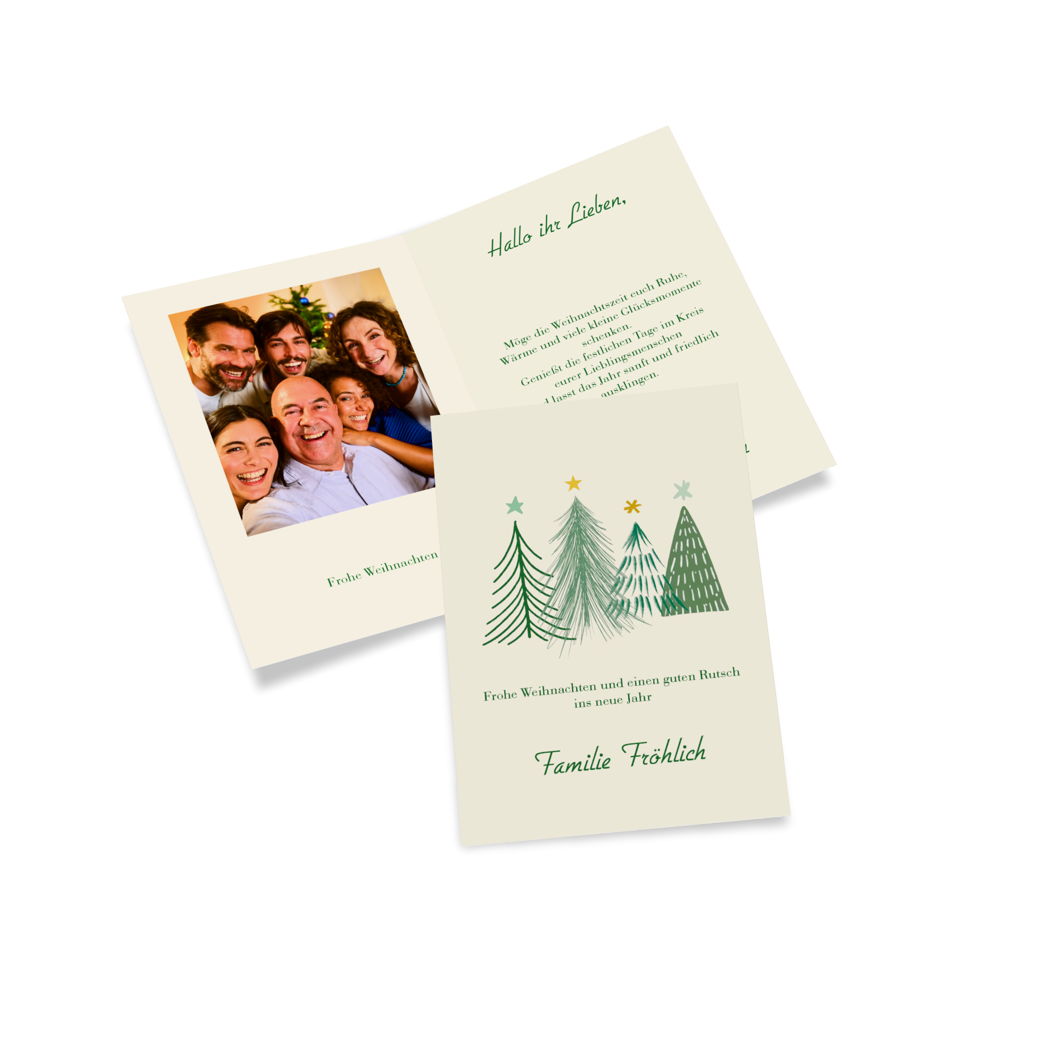 Klappkarte als Weihnachtskarte mit Familienfoto