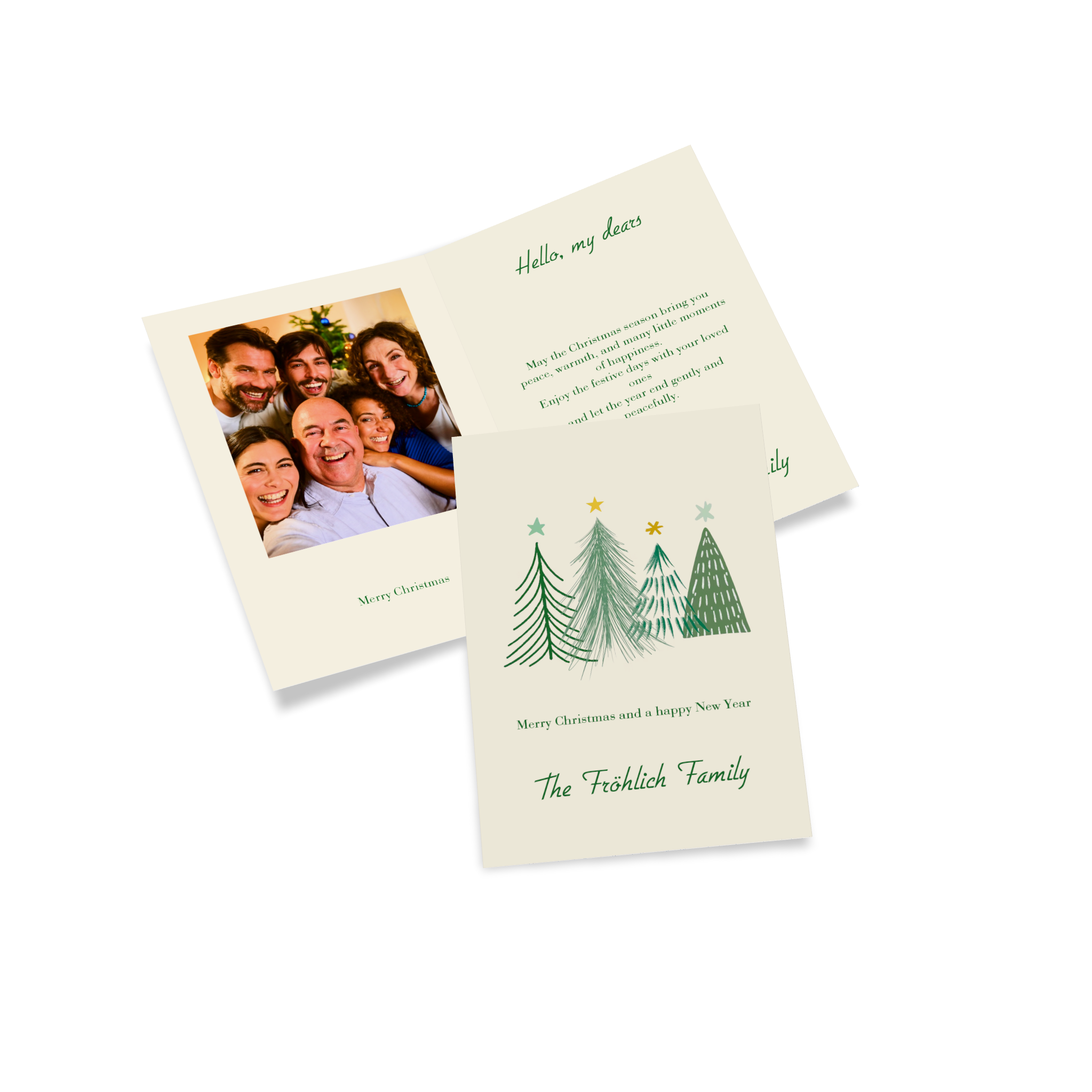 Carte de Noël personnalisée avec la photo d’une famille.