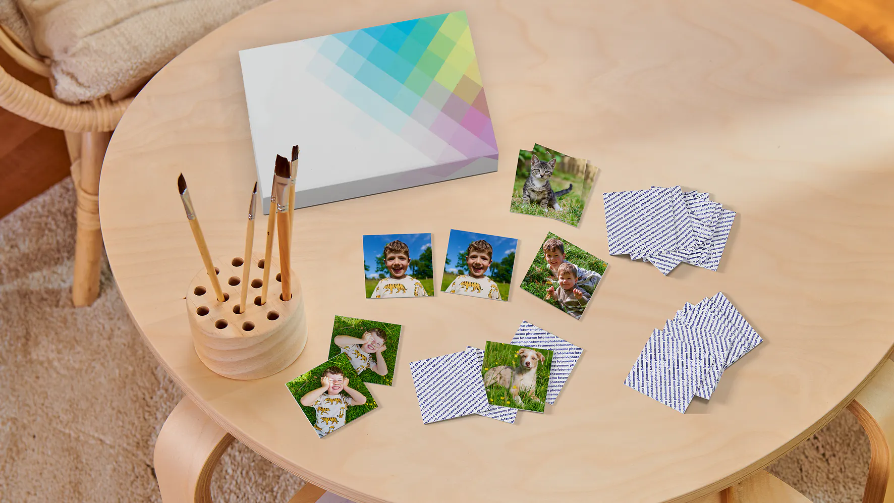 Photo memo game with children's photos