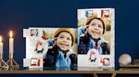 Calendario dell'Avvento personalizzato con cioccolato kinder® Calendario dell'Avvento kinder® personalizzato con foto di un bambino con un cappello
