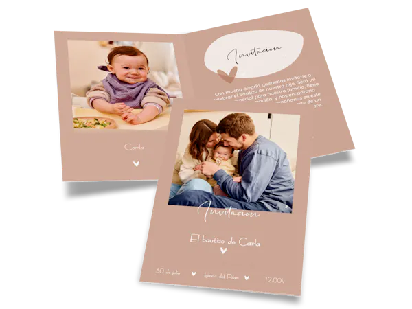 Invitaciones para bautizo Invitación de bautizo personalizada con fotos y texto
