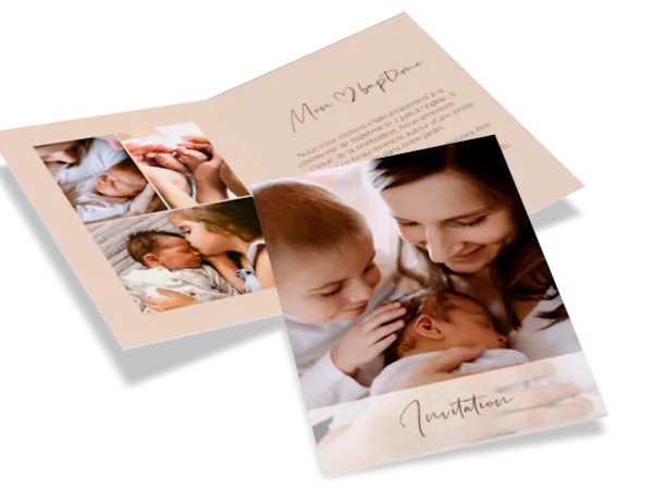 Faire-part de baptême Carte d'invitation de baptême.