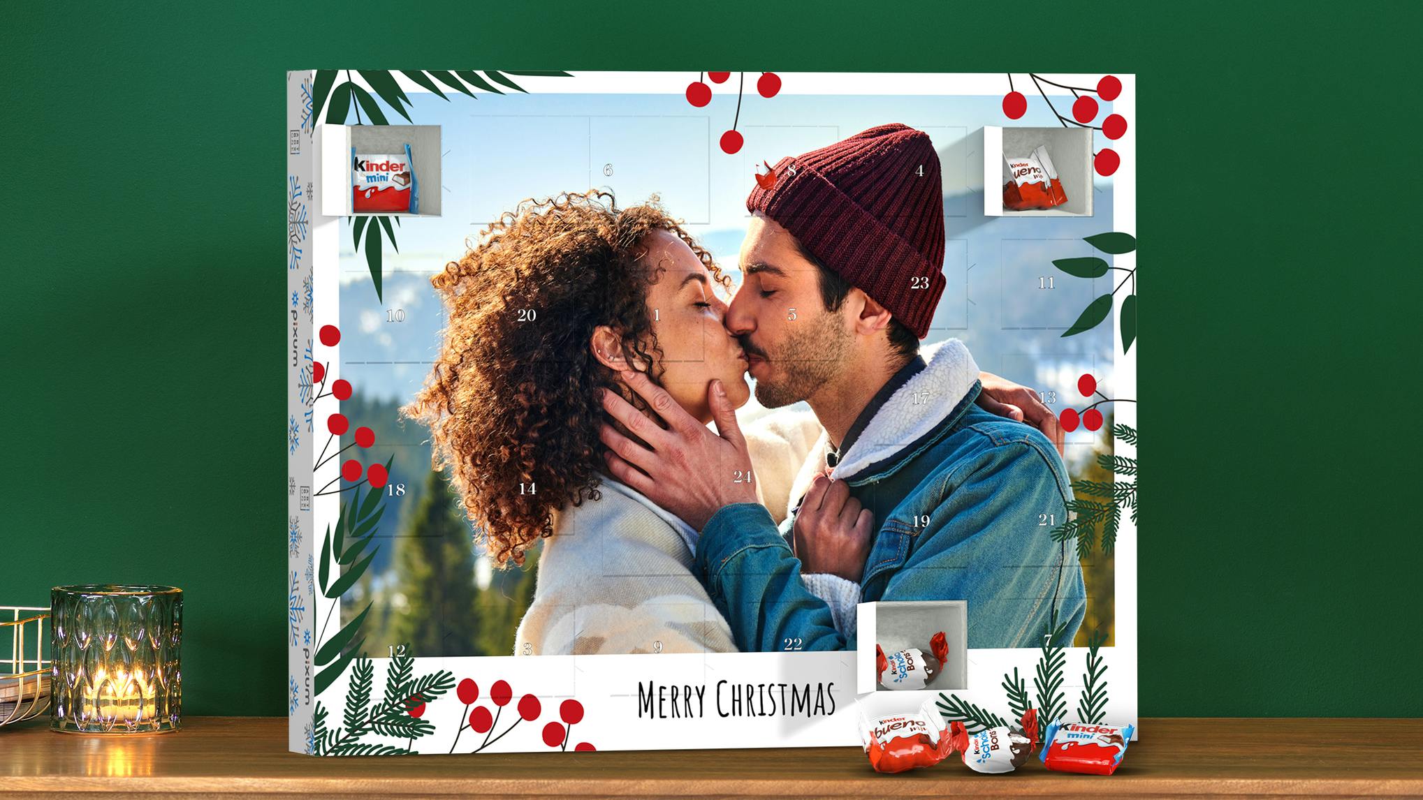 Pixum adventskalender met chocolade van kinder in groot formaat