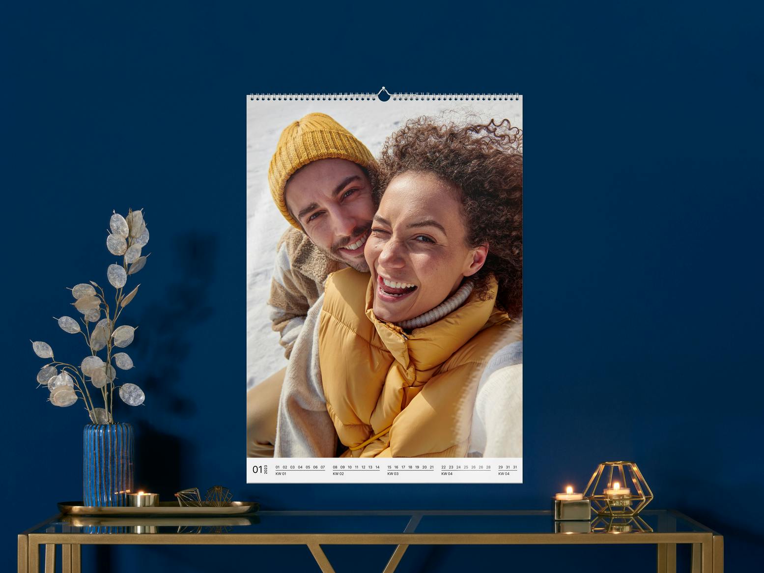 Pixm wall calendar A2 in portrait format with a winter image