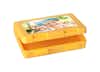 Gelbe Brotdose mit Foto als Freisteller